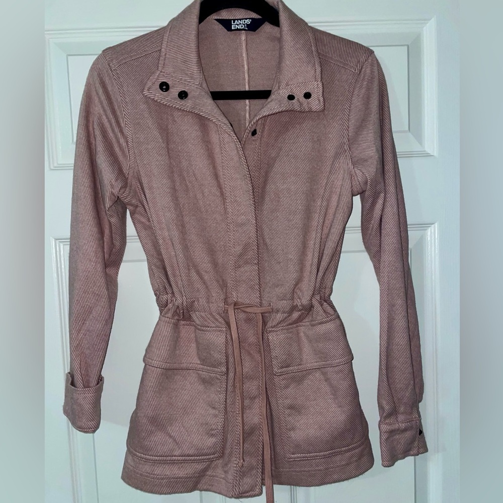 Lands’ End Utility Anorak Jacket XS | Blush Pink | Drawstring Waist